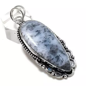 Подарочный кулон из стерлингового серебра 925 пробы с натуральным дендритовым опалом 2,56 дюйма h4E25