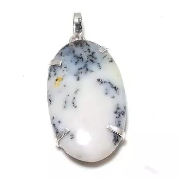 Подарочный кулон из стерлингового серебра 925 пробы с натуральным дендритовым опалом 2,36 дюйма T9s09