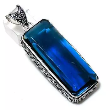 Подарочный кулон из стерлингового серебра 925 пробы с натуральным лондонским голубым топазом 2,76 дюйма v4Y64