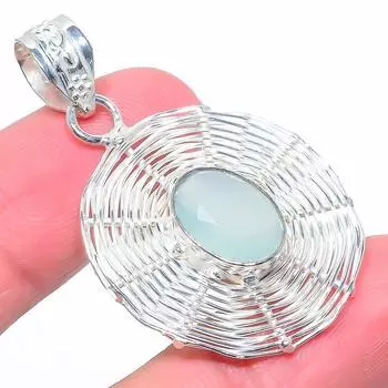 Подарочный кулон из стерлингового серебра 925 пробы с натуральным белым халцедоном 1,77 дюйма L8s05