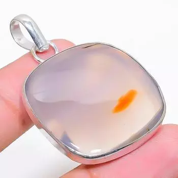 Подарочный кулон из стерлингового серебра 925 пробы с натуральным агатом Монтаны 1,85 дюйма S1R81