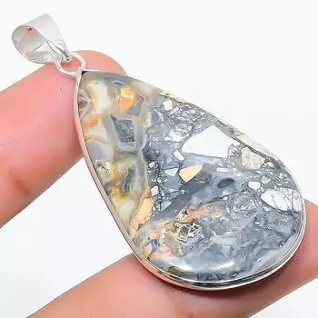 Подарочный кулон из стерлингового серебра 925 пробы с натуральным драгоценным камнем малинга яшма 2,21 дюйма o0l97