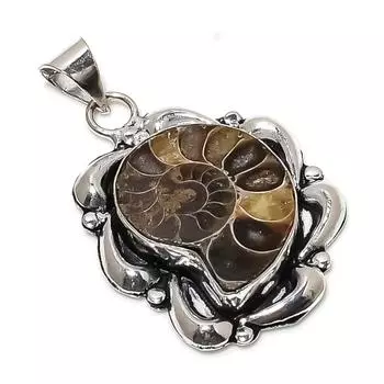 Подарочный кулон из стерлингового серебра 925 пробы, натуральный аммонит, ископаемый драгоценный камень, 1,89 дюйма o6U73