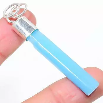 Подарочный кулон из стерлингового серебра 925 пробы с натуральным синим халцедоном 2,56 дюйма d5t33