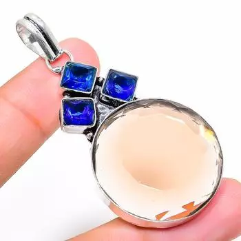 Подарочный кулон из стерлингового серебра 925 пробы с натуральным морганитом и топазом 2,52 дюйма A6j82
