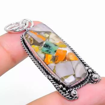 Подарочный кулон из стерлингового серебра 925 пробы с натуральным яшмовым камнем 2,48 дюйма U7P82