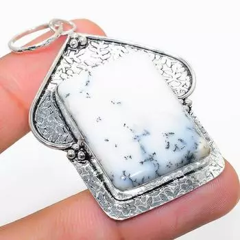 Подарочный кулон из стерлингового серебра 925 пробы с натуральным дендритовым опалом 2,40 дюйма f4D31