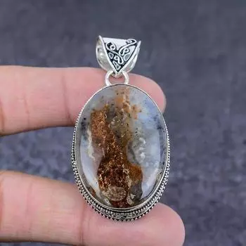 Подарочный кулон из стерлингового серебра 925 пробы с натуральным камнем хризопразом 2,29 дюйма p8q71