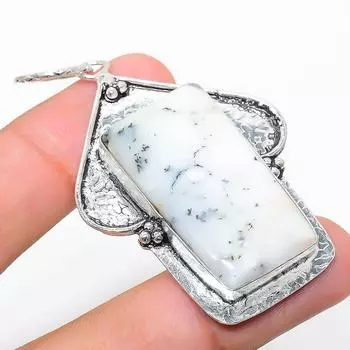 Подарочный кулон из стерлингового серебра 925 пробы с натуральным дендритовым опалом 2,44 дюйма P2n47