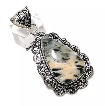 Подарочный кулон из стерлингового серебра 925 пробы с натуральным черным серафинитом 2,44 дюйма P7J68