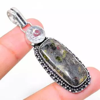 Подарочный кулон из стерлингового серебра 925 пробы с натуральным камнем Гогунджула и топазом 2,36 дюйма s0P88