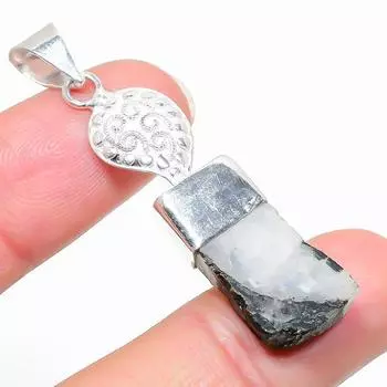 Подарочный кулон из стерлингового серебра 925 пробы с натуральным лунным камнем, грубый драгоценный камень, 1,97 дюйма, B4o96
