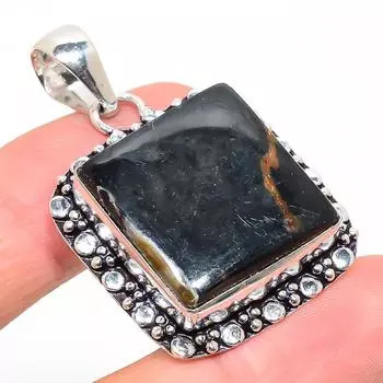 Подарочный кулон из стерлингового серебра 925 пробы с натуральным драгоценным камнем Пикассо Яшма 1,81 дюйма o4D18