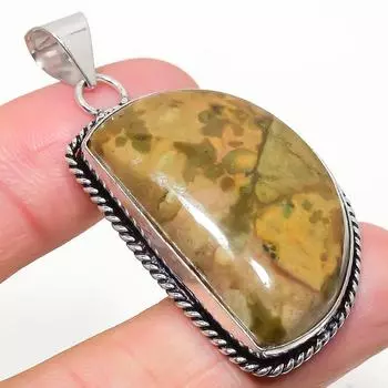 Подарочный кулон из стерлингового серебра 925 пробы с натуральным драгоценным камнем Императорской яшмы 2,01 дюйма h7b64