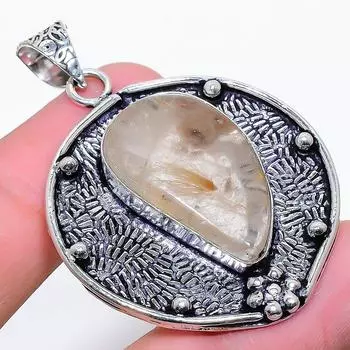 Подарочный кулон из стерлингового серебра 925 пробы с натуральным золотым рутилом 1,97 дюйма r6p10