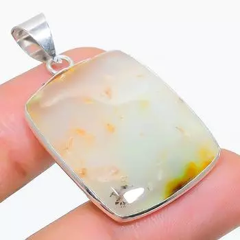 Подарочный кулон из стерлингового серебра 925 пробы с натуральным агатом Монтаны 1,65 дюйма d7S01