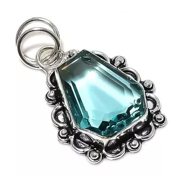 Подарочный кулон из стерлингового серебра 925 пробы с натуральным швейцарским голубым топазом 1,69 дюйма W5t48