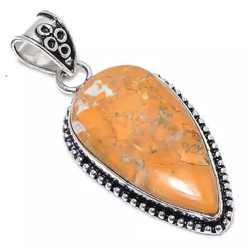 Подарочный кулон из стерлингового серебра 925 пробы с натуральным драгоценным камнем малинга яшма 2,36 дюйма J8t49