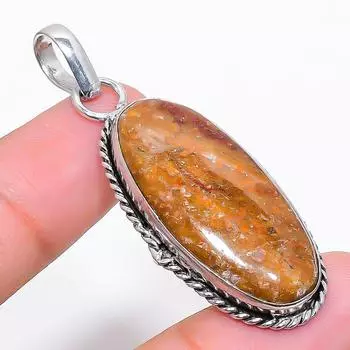 Подарочный кулон из стерлингового серебра 925 пробы с натуральным призрачным глазом из яшмы размером 2,01 дюйма C7W63