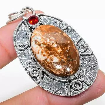 Подарочный кулон из стерлингового серебра 925 пробы с натуральным лимонным хризопразом и гранатом 2,40 дюйма Q0d88