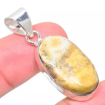 Подарочный кулон из стерлингового серебра 925 пробы с натуральным изображением яшмы 1,65 дюйма R6E60