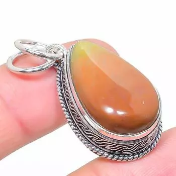 Подарочный кулон из стерлингового серебра 925 пробы с натуральным полиграммным яшмом 1,65 дюйма G9g20