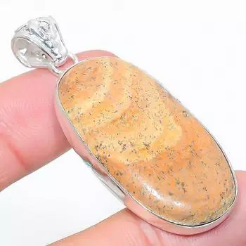 Подарочный кулон из стерлингового серебра 925 пробы с натуральным изображением яшмы 2,17 дюйма e6n45
