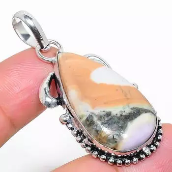 Подарочный кулон из стерлингового серебра 925 пробы с натуральным драгоценным камнем малигано яшма 2,09 дюйма h7l23