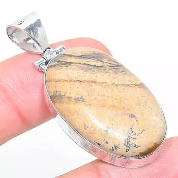 Подарочный кулон из стерлингового серебра 925 пробы с натуральным изображением яшмы 1,97 дюйма H4P95