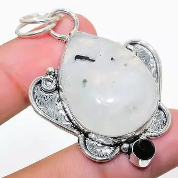 Подарочный кулон из стерлингового серебра 925 пробы с натуральным радужным лунным камнем и шпинелью 2,17 дюйма p6j91