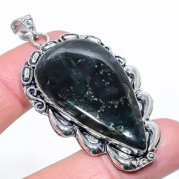 Подарочный кулон из стерлингового серебра 925 пробы с натуральным камнем Ларвикит 2,44 дюйма C7g24