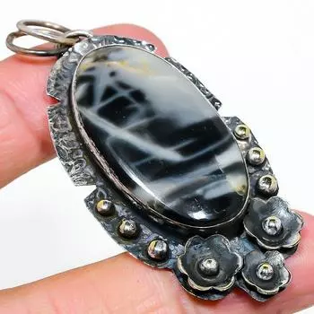 Подарочный кулон из стерлингового серебра 925 пробы с натуральным драгоценным камнем малигано яшма 2,60 дюйма v4Y04