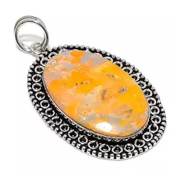 Подарочный кулон из стерлингового серебра 925 пробы с натуральным яшмовым камнем 2,80 дюйма Q4m13