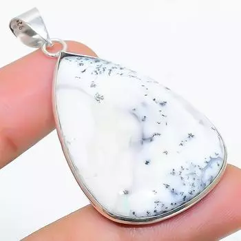 Подарочный кулон из стерлингового серебра 925 пробы с натуральным дендритовым опалом 2,13 дюйма Y4V40