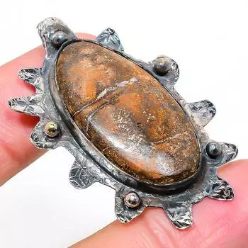 Подарочный кулон из стерлингового серебра 925 пробы с натуральным призрачным глазом из яшмы размером 1,97 дюйма k0L51