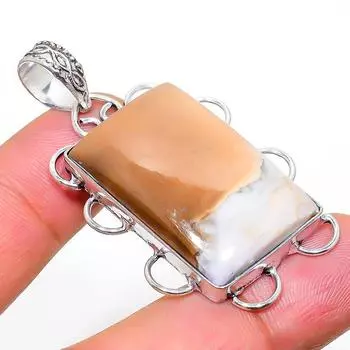 Подарочный кулон из стерлингового серебра 925 пробы с натуральным драгоценным камнем малигано яшма 2,09 дюйма a3I55