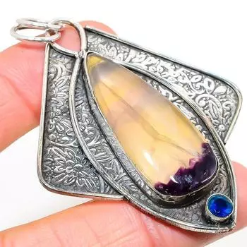 Подарочный кулон из стерлингового серебра 925 пробы с натуральным флюоритом и топазом 2,88 дюйма T1K87