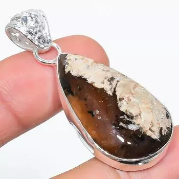 Подарочный кулон из стерлингового серебра 925 пробы с натуральным медовым дендритным камнем 1,89 дюйма y8m09