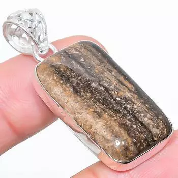 Подарочный кулон из стерлингового серебра 925 пробы с натуральным медовым дендритным камнем 1,81 дюйма u1q39