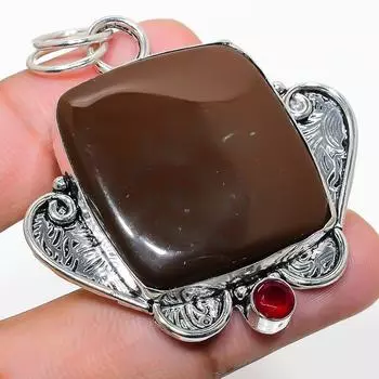 Подарочный кулон из стерлингового серебра 925 пробы с натуральным мукаитом и гранатом 2,17 дюйма M5Q69