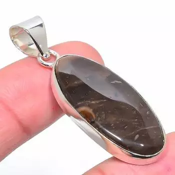 Подарочный кулон из стерлингового серебра 925 пробы с натуральной грязевой трещиной яшмой 1,97 дюйма J9o77