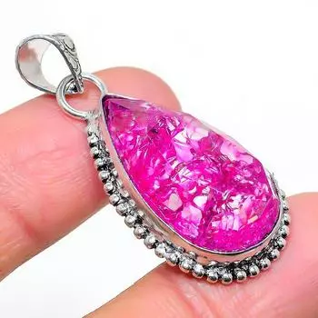 Подарочный кулон из стерлингового серебра 925 пробы с натуральным треснутым хрусталем 1,69 дюйма p3c92