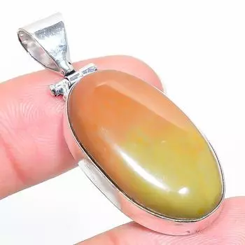 Подарочный кулон из стерлингового серебра 925 пробы с натуральным полиграммным яшмом 1,89 дюйма G8o38