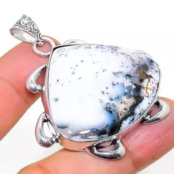 Подарочный кулон из стерлингового серебра 925 пробы с натуральным дендритовым опалом 2,09 дюйма V1z11