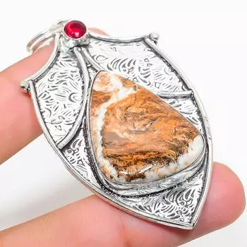 Подарочный кулон из стерлингового серебра 925 пробы с натуральным лимонным хризопразом и гранатом 2,84 дюйма p6l17