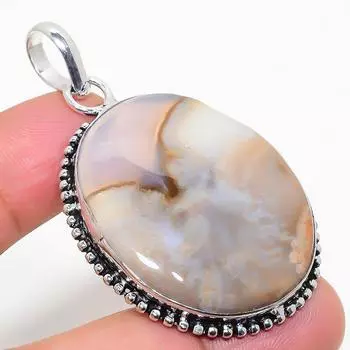 Подарочный кулон из стерлингового серебра 925 пробы с натуральным ботсванским агатом 2,25 дюйма R6W84