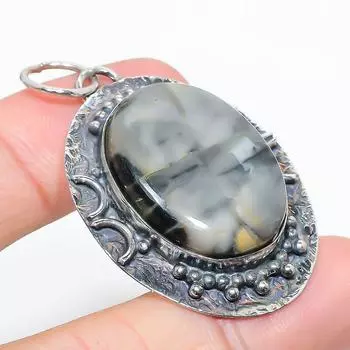 Подарочный кулон из стерлингового серебра 925 пробы с натуральным драгоценным камнем императорской яшмы 2,05 дюйма I6u17