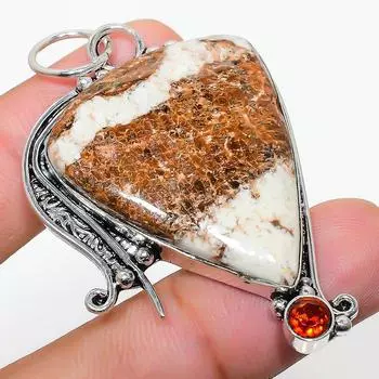 Подарочный кулон из стерлингового серебра 925 пробы с натуральным лимонным хризопразом и гранатом 2,36 дюйма G4t56