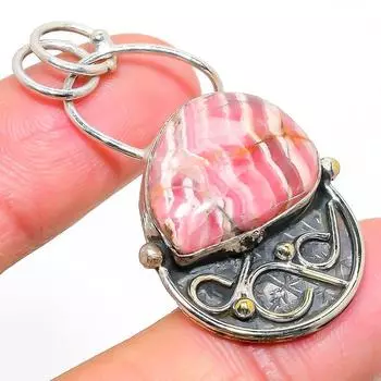 Подарочный кулон из стерлингового серебра 925 пробы с натуральным родохрозитом 1,97 дюйма K7f91