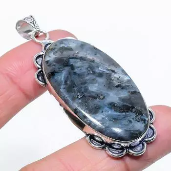 Подарочный кулон из стерлингового серебра 925 пробы с натуральным камнем Ларвикит 2,52 дюйма W7I02